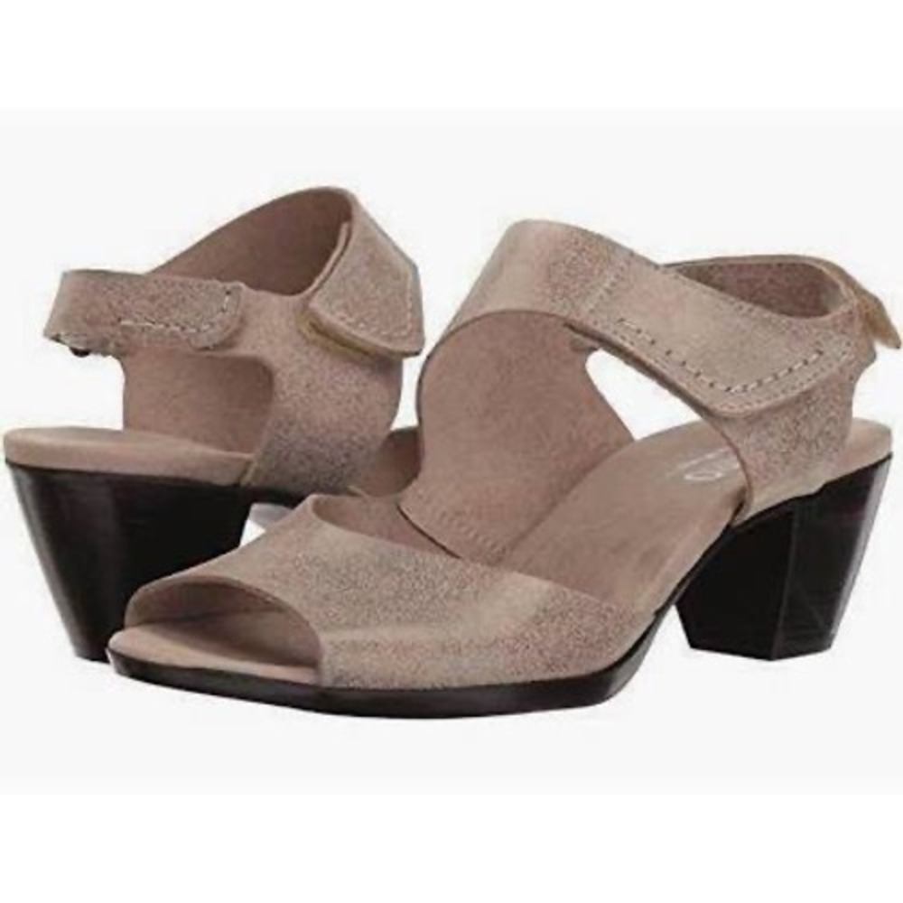 Munro American Women Fabiana Tan Metallic Leather Peep Toe Sandals 9W 84907